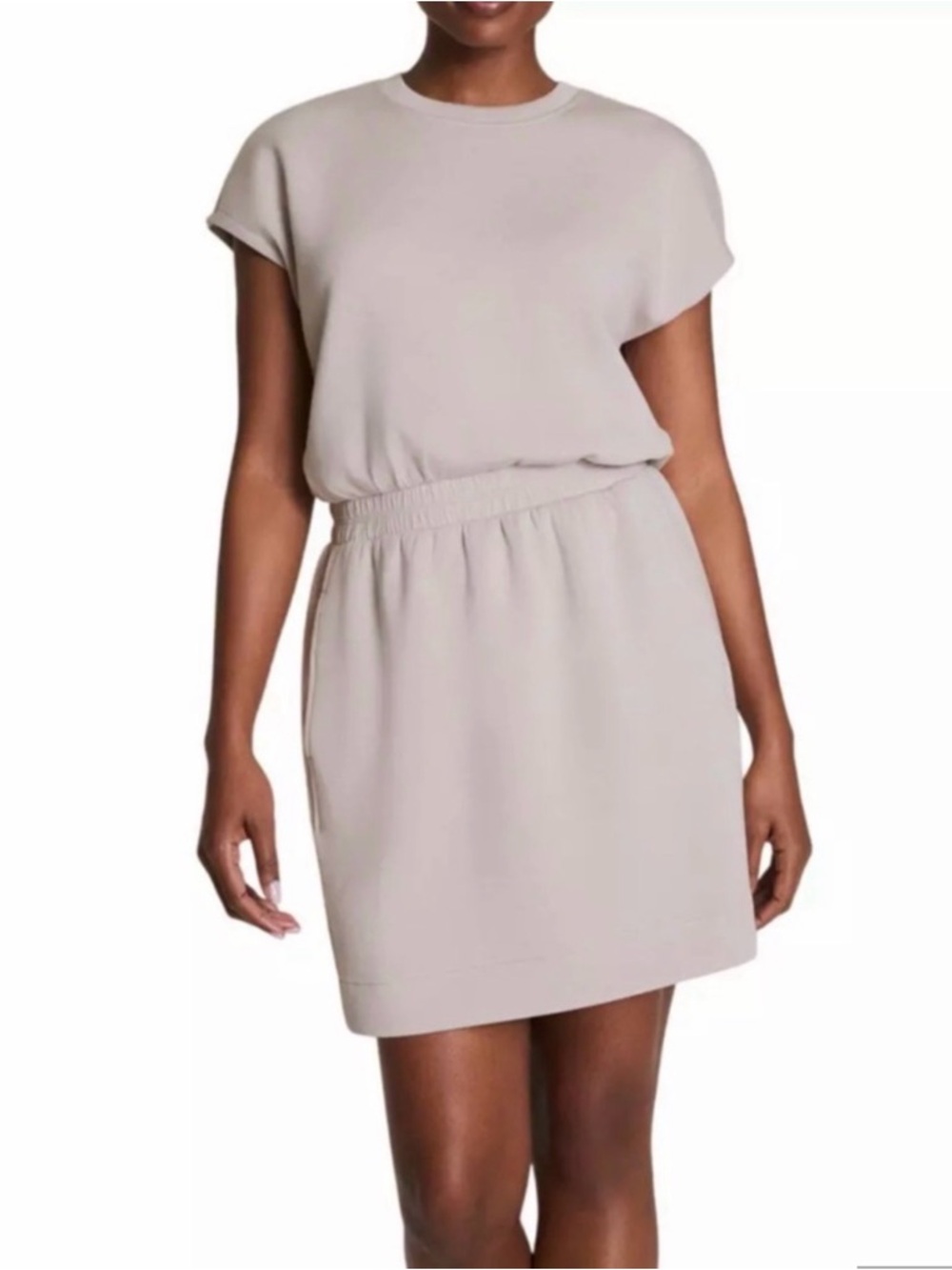 Spanx Short Sleeve Elastic Waist Mini Dress in French Grey